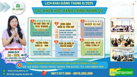 TỔNG HỢP KHÓA HỌC NHÂN SỰ TRONG THÁNG 06 TẠI HRC ACADEMY