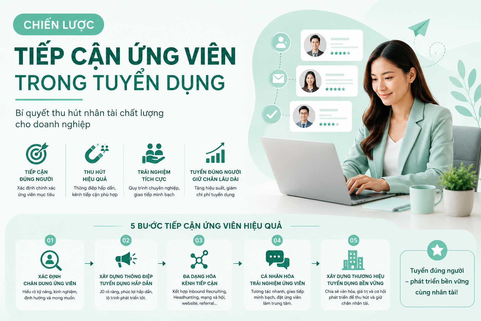 CHIẾN LƯỢC TIẾP CẬN ỨNG VIÊN TRONG TUYỂN DỤNG LÀ GÌ? CÁCH XÂY DỰNG QUY TRÌNH THU HÚT NHÂN TÀI HIỆU QUẢ 