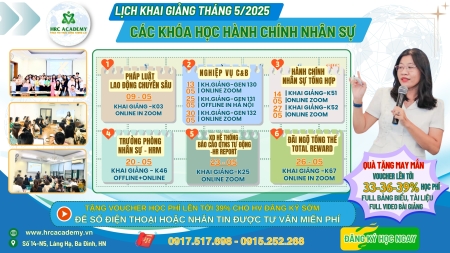 TỔNG HỢP KHÓA HỌC TRONG THÁNG 05 TẠI HRC ACADEY