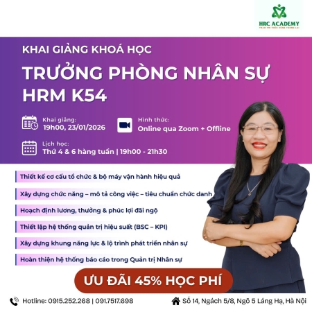 KHAI GIẢNG KHÓA TRƯỞNG PHÒNG NHÂN SỰ HRM K54 - CHƯƠNG TRÌNH ĐÀO TẠO HR QUẢN TRỊ & CHIẾN LƯỢC